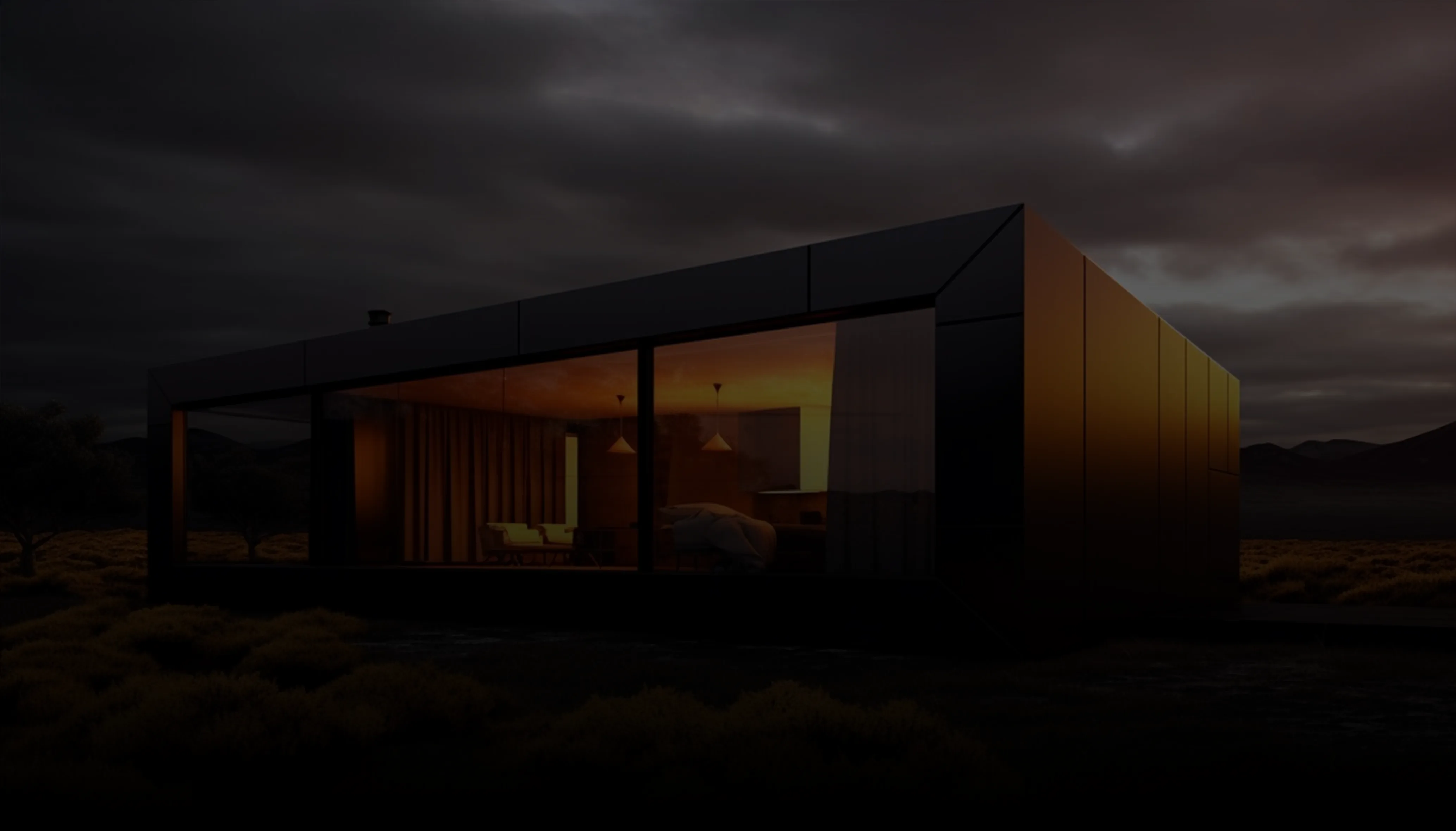 Modern house at night